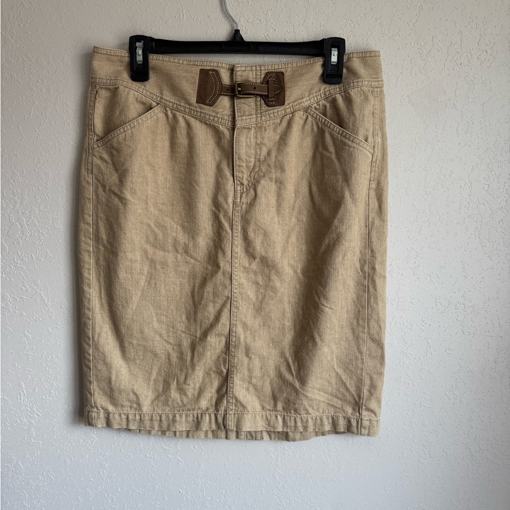 Lauren Ralph Lauren Tan Khaki Knee Length Straight Skirt Womens 8 Classic